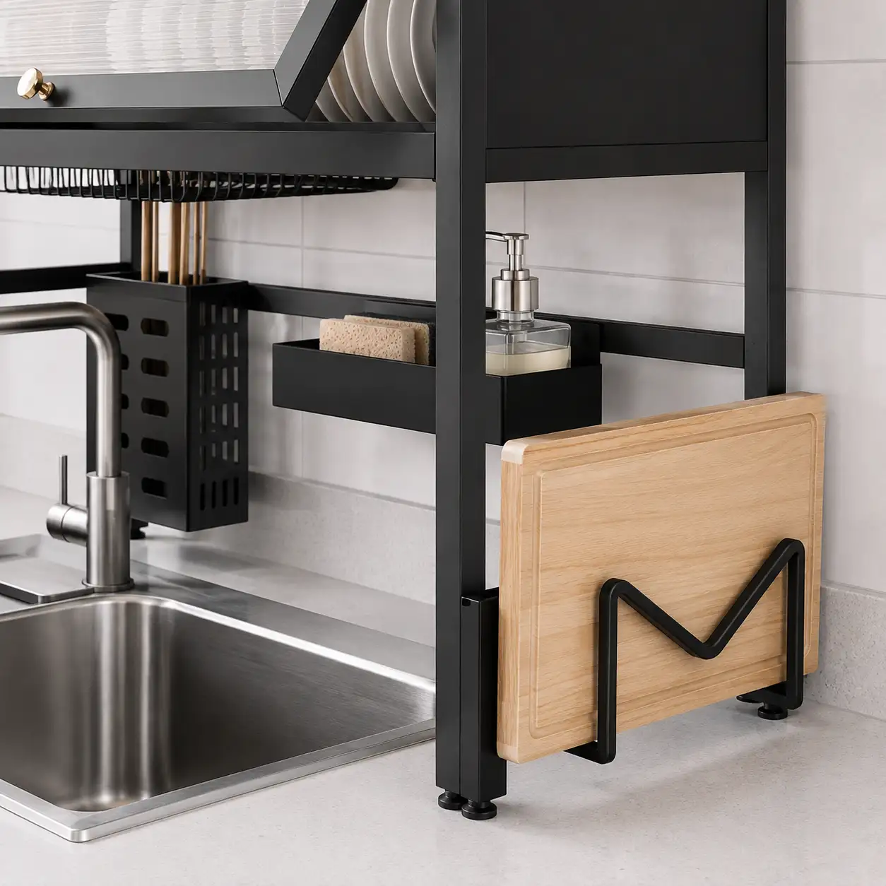 Soporte para tablas y soporte para jabón en uso